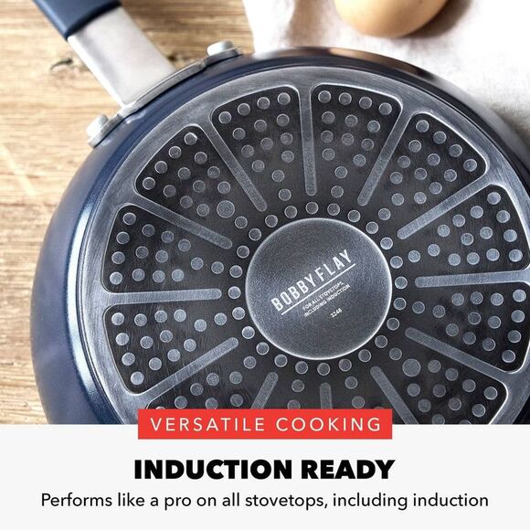 Open Box - Bobby Flay - 4.5qt Ceramic Nonstick Aluminum Saute P Blue - Picture 5 of 8